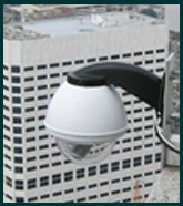 ptz camera setup on a building ledge
